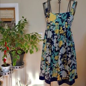 BCBG Paris blue empire waist silk dress